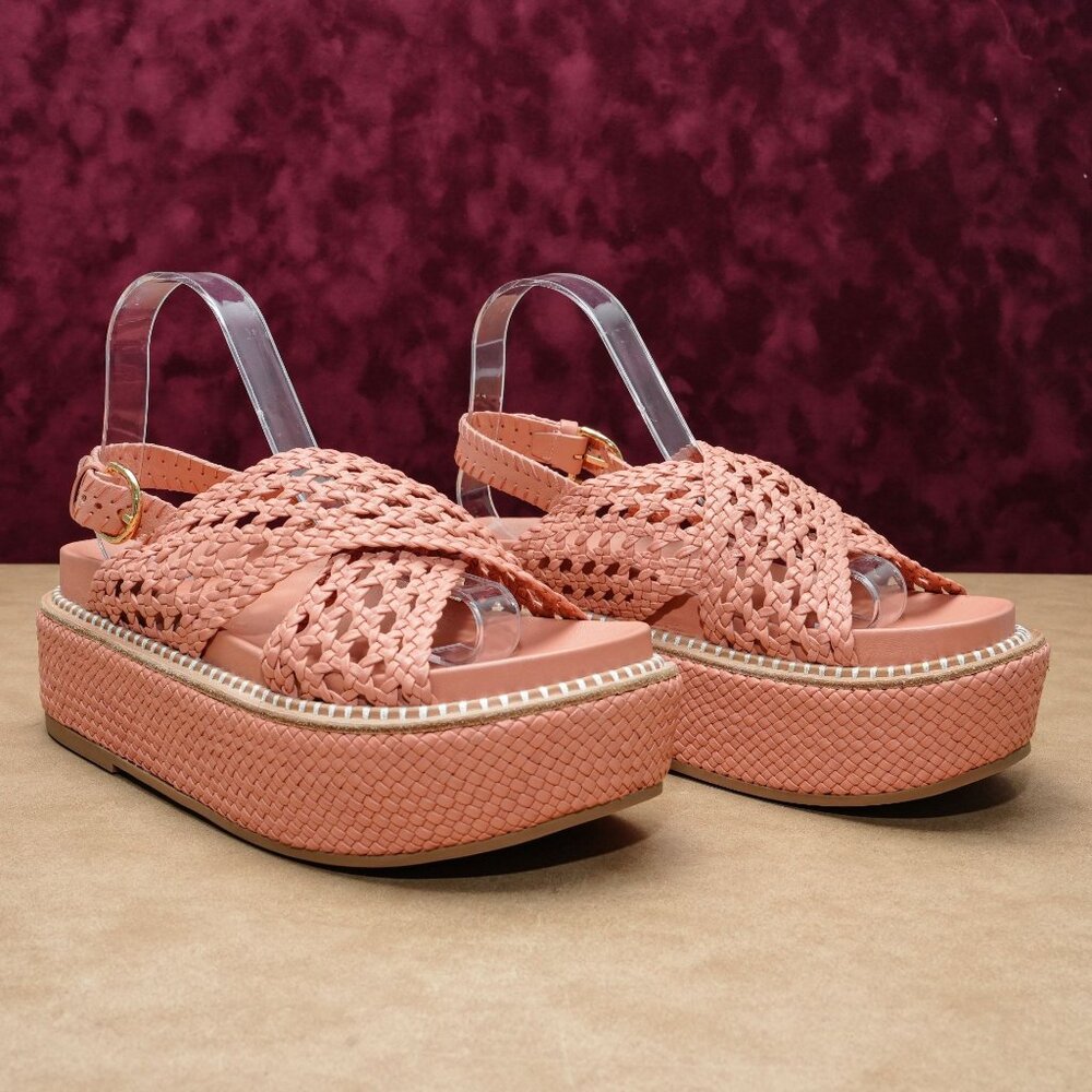 Ulla Johnson Women Gili Woven Whipstitch Platform Slingback Sandals 9.5US EUR40